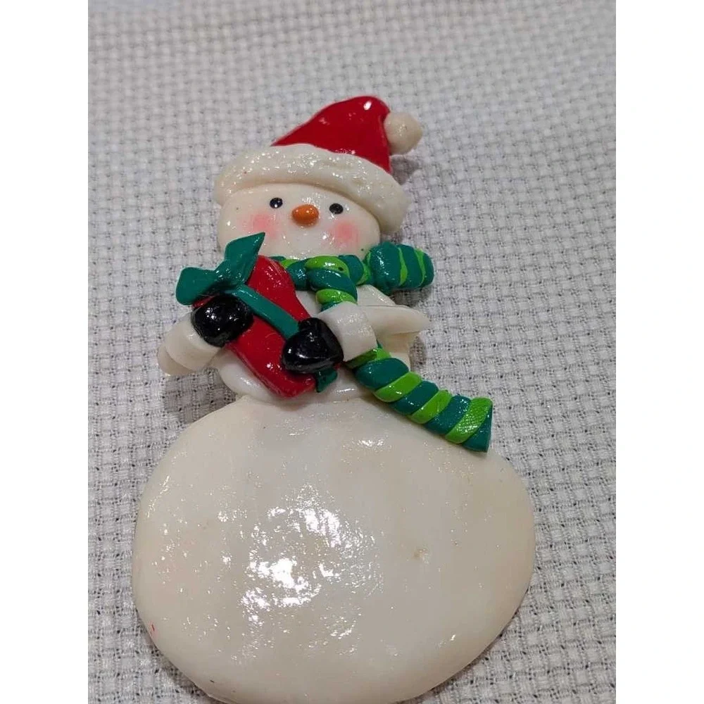 Handmade Christmas Snowman Pin Brooch Gift Scarf Holiday Festive‎ Jewelry
